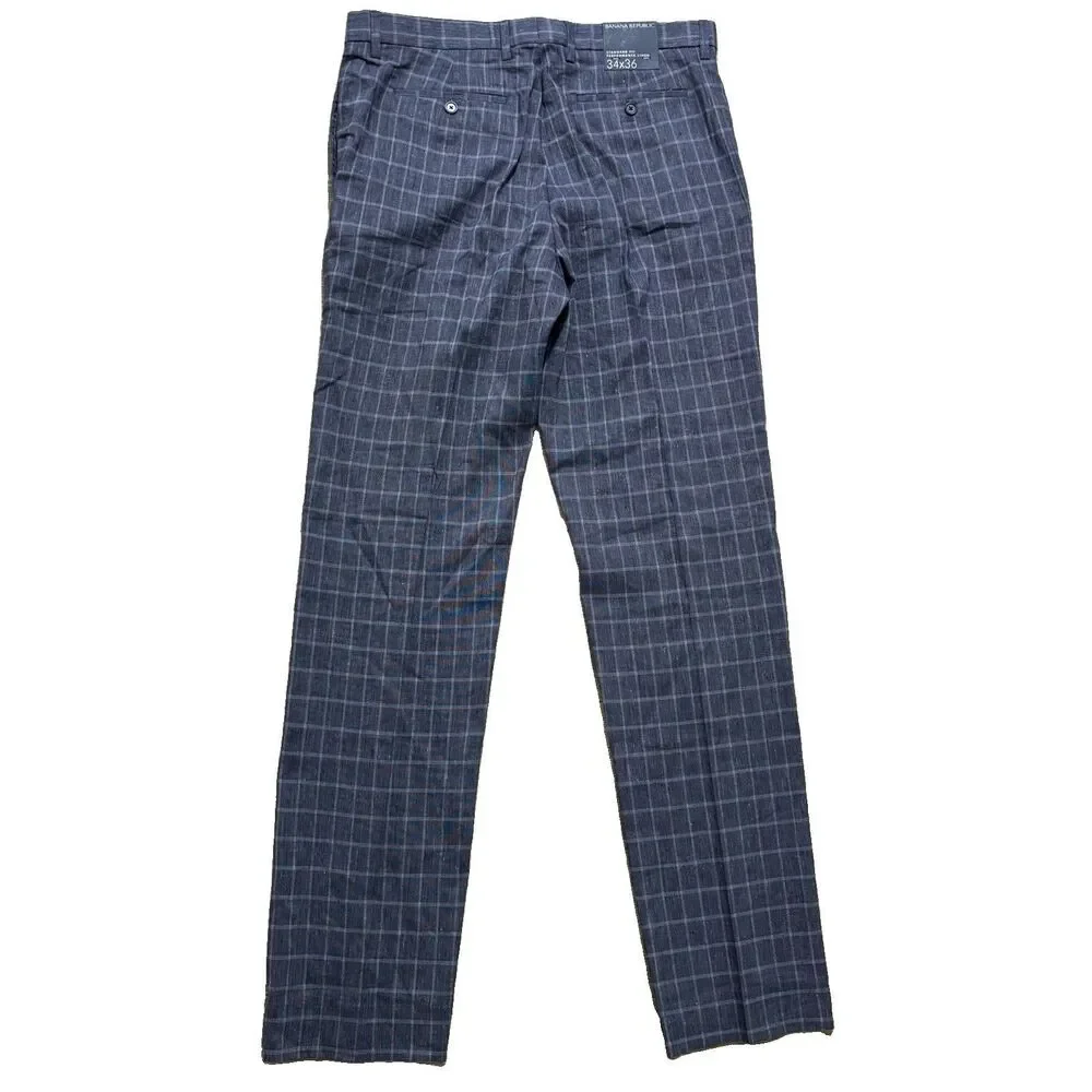 Banana Republic Pants Mens 34x36 Gray Performance Linen Blend Standard Fit NWT